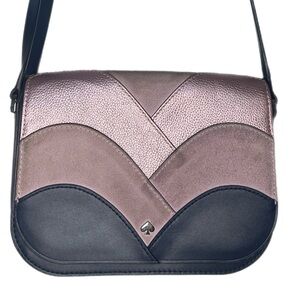 Kate Spade Nadine Leather Patchwork Lilac Navy Flap Crossbody Bag Purse